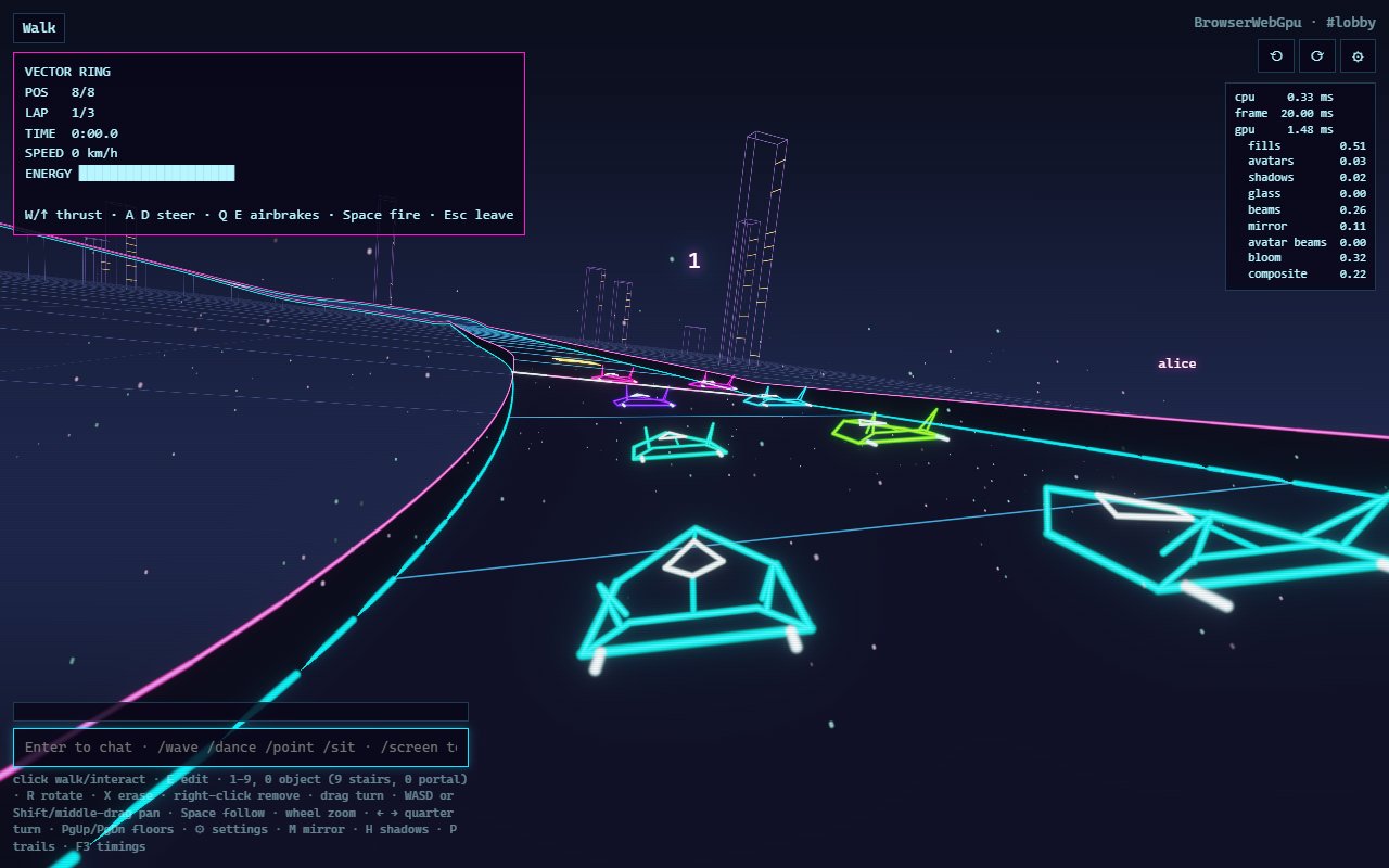 Two players and six AI ships on the starting grid with the countdown at 1 and a name tag over the other player