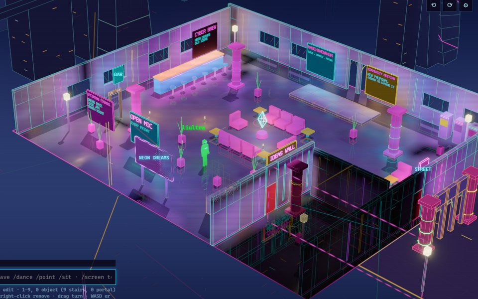 Lobby with Lighting ultra: the floor reflects the neon