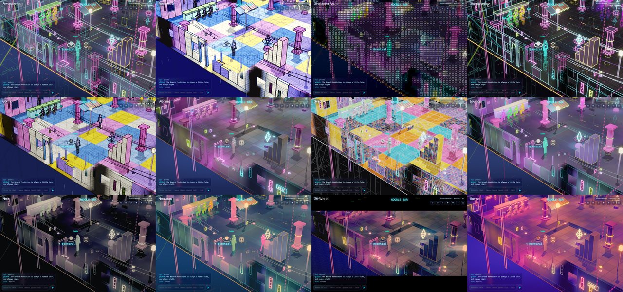 A contact sheet of the bazaar in all twelve looks