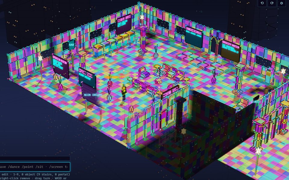 Glow wire preset: clean ink edges, glowing corners, jittering multicoloured faces